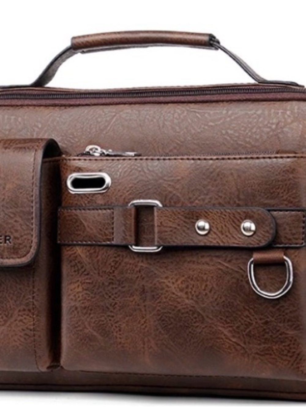 Brown PU Leather Laptop Briefcase for Men
